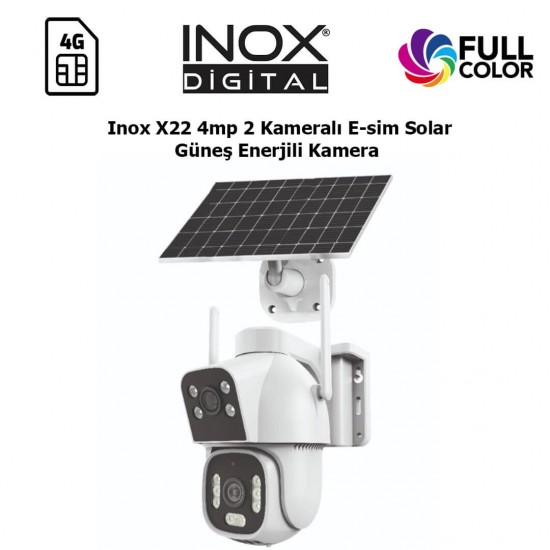 Inox X22 4mp 2 Kameralı E-sim Solar Güneş Enerjili Kamera inox-x22-4mp-2-kamerali-esim-solar-gunes-enerjili-kamera